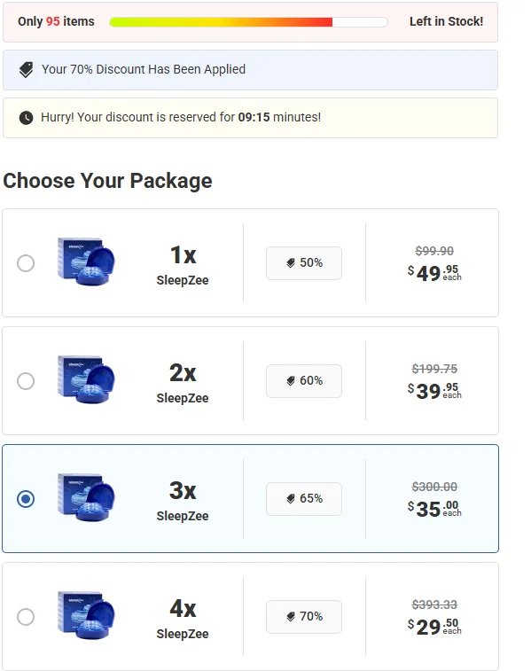 SleepZee anti-snoring mouthpiece order options